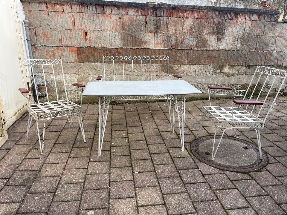 Garten Stuhl Bank Tisch Outdoor Set Metall in Haag in Oberbayern