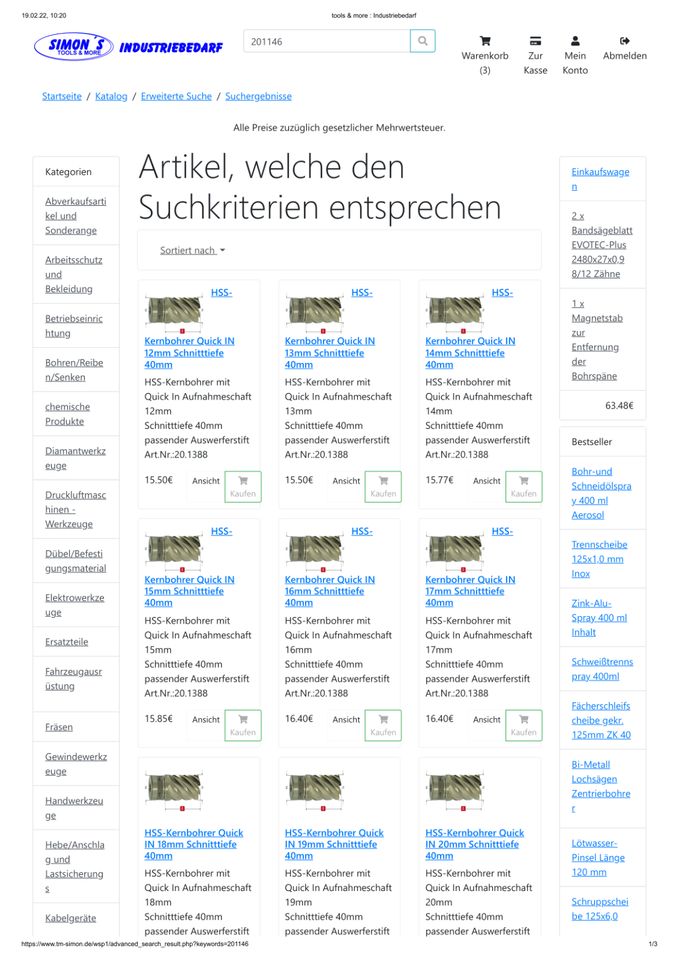 Hartm.-bestückter Kernbohrer 18mm/Nutzl. 80mm m.Weldonschaft in Halle