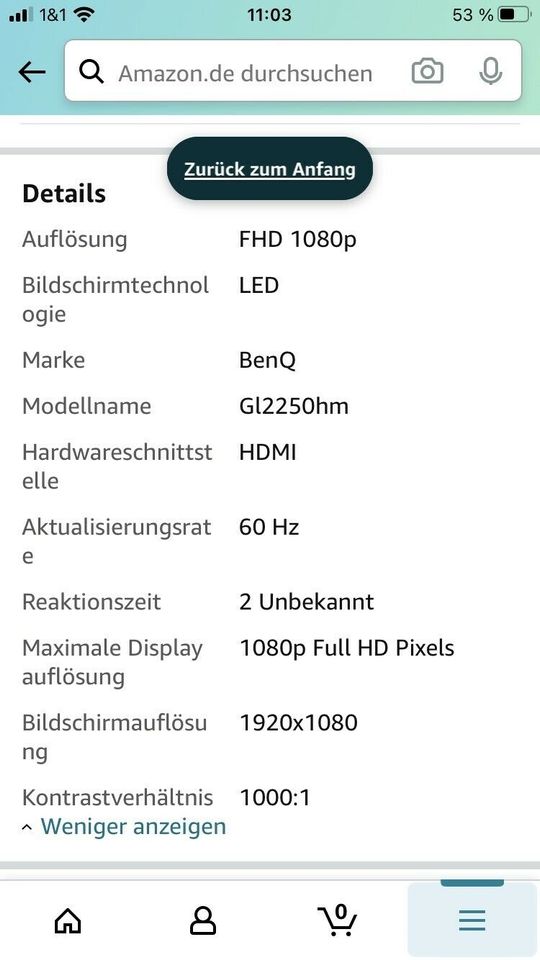 BenQ PC-Monitor, 54,6cm (21,5 Zoll) 2 eingebauten Lautsprecher in München