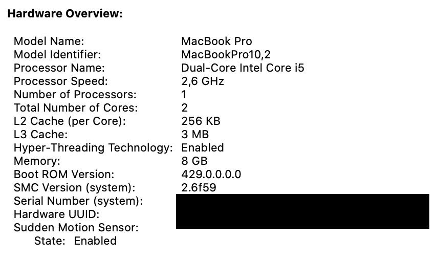 MacBook Pro 2013, 13 Zoll, i5, 8GB, 256GB SSD Englisch Tastatur in Bad Homburg