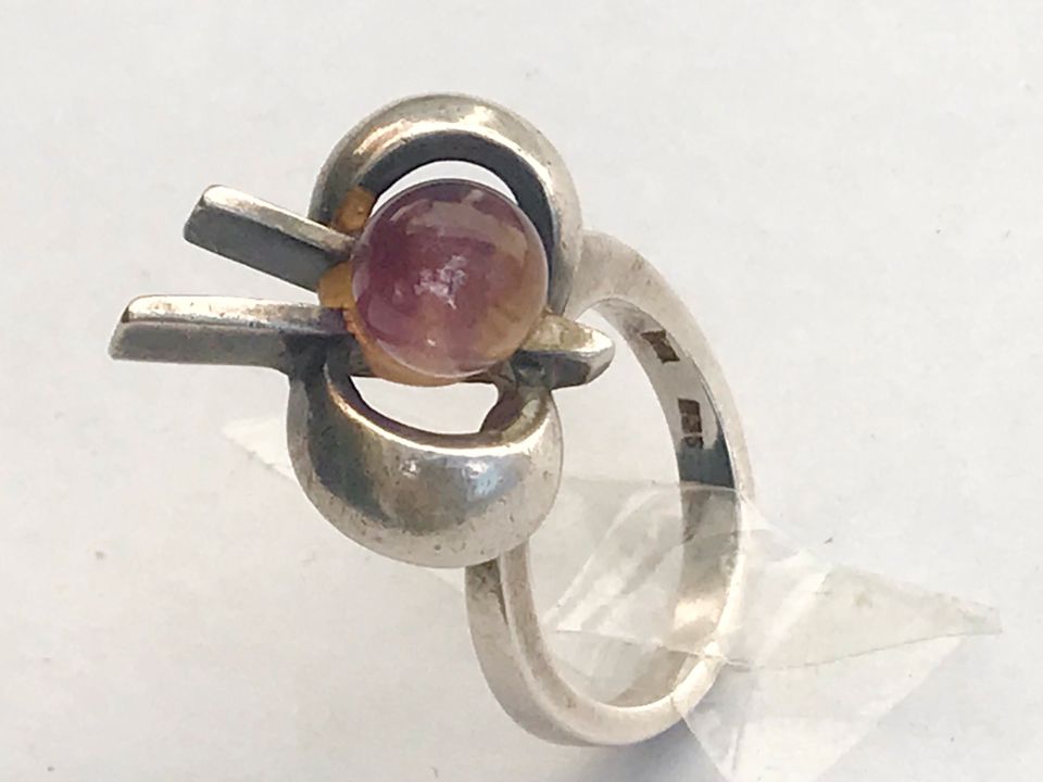 VOGEL Amethyst Ring 835 Silber FINNLAND Modernist 70s in München