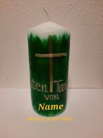 Paten Tante Kerze Taufe Taufkerze Patentante grün Kreuz Gold indi Bayern - Reichertsheim Vorschau