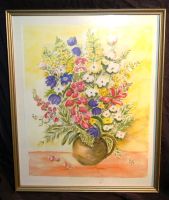 Selbst gemaltes, gerahmtes Aquarellbild „Blumen in einer Vase" Berlin - Zehlendorf Vorschau