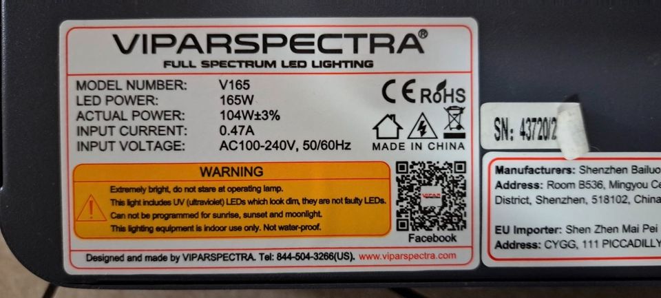 Lampe / Licht /LED Viparspectra 165 W Meerwasseraquarium in Aurachtal