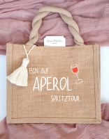 Jutebeutel "Aperol Spritztour" | Jutetasche mit Makramee Anhänger Dresden - Pieschen Vorschau