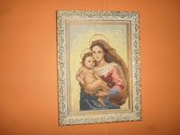 Gobelinstickerei Madonna mit Kind Handarbeit mit Rahmen Nordrhein-Westfalen - Jülich Vorschau