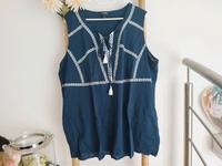 XXL 50 52 Ulla Popken Bluse Shirt Blusentop blau weiß Boho Sachsen-Anhalt - Genthin Vorschau