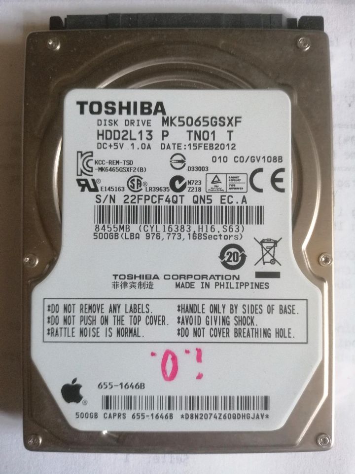 Toshiba MK5065GSXF 500GB 2.5" (6.4cm) SATA 3Gb/s in Lohfelden