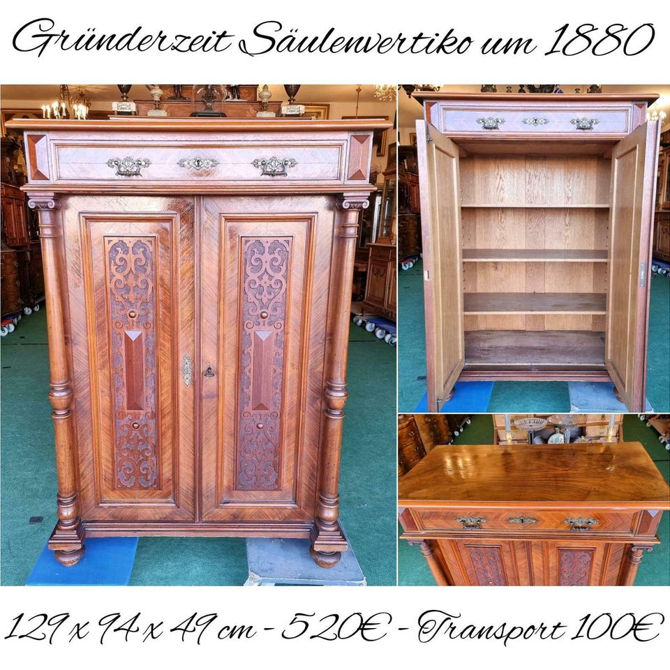 Gründerzeit Vertiko um 1880 Nussbaum Kommode Schrank Antik Shabby in Gommern