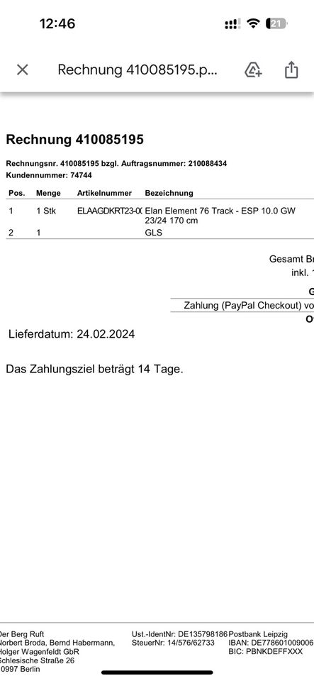 Ski Elan Element 76 Track 170cm in Düsseldorf