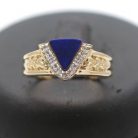 Diamant Lapislazuli Gold Ring 585 14 Kt Gelbgold Weißgold 0,05 Ct Innenstadt - Köln Altstadt Vorschau