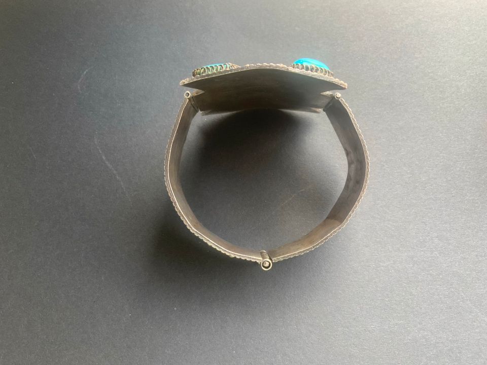 Prachtvolle Armspange/Armband Silber 835 mit 5 Türkisen Retro in Kaarst