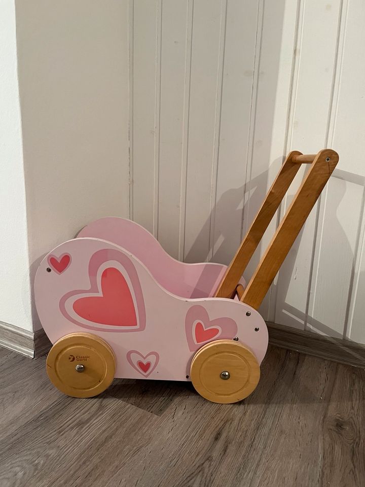 Puppenwagen erster Puppenwagen Holz rosa Herz in Kall