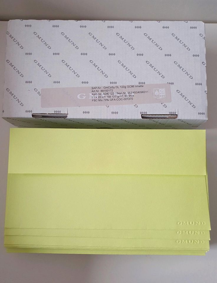 Gmund Briefhüllen Umschläge Limette DIN Lang 50 Stück in Stuttgart