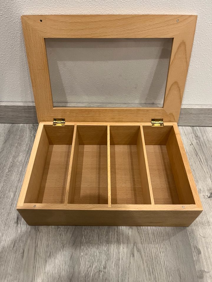 Tee Holz Box Schatulle mit Glasfenster in Hessisch Lichtenau