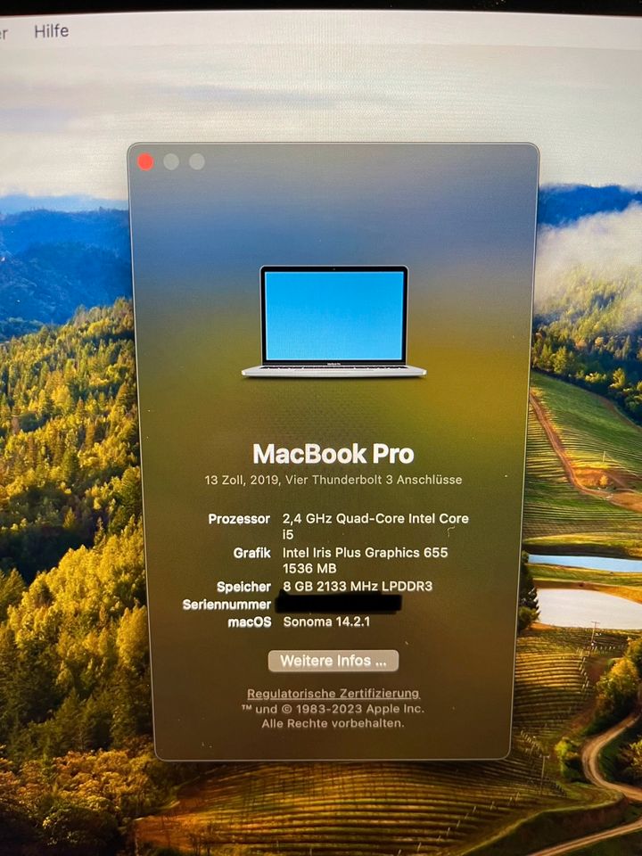 MacBook Pro 13‘‘ (2019), 2,4Ghz, TouchBar, 4x USB-C in Centrum