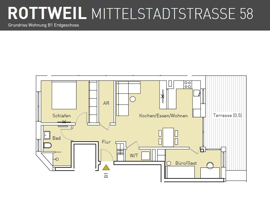 NEUBAU 3,5-Zimmer-Wohnung, Gartenanteil möglich, Effizienzhaus 40 mit Möglichkeit auf 100.000 EUR Förderdarlehen! in Rottweil