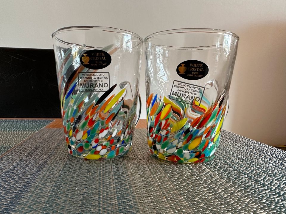 2 Murano Gläser/  Trinkglas / Becher / Handgefertigt / Tassen in Asbach