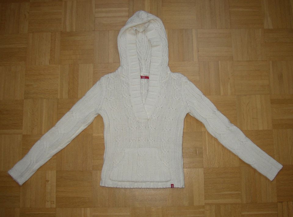 Esprit Pullover Strick beige Gr. S 36 Wolle Kapuze Hoodie *NEU* in Berlin