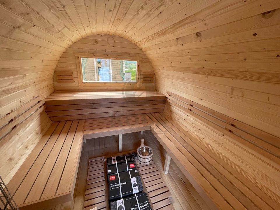 3/4 Fasssauna mit Vorraum | 4,0 m | Garten Sauna | Außensauna in Eichenzell