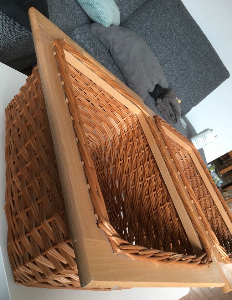 2x Auszieh-Schublade Holz mit Korbgeflecht in Wetter (Hessen)