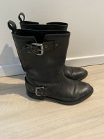 Lederstiefel Bikerboots schwarz Cowboystiefel 37 Zara Leder Wandsbek - Hamburg Duvenstedt  Vorschau