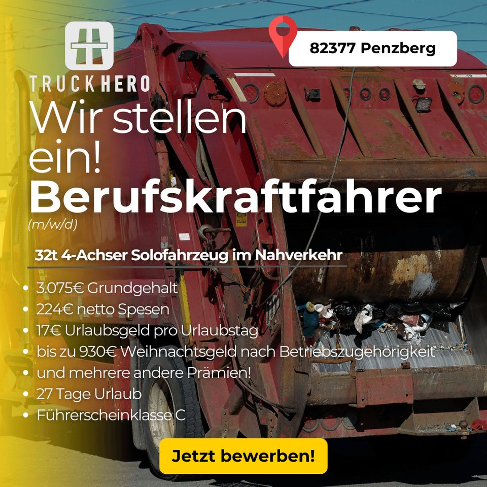 Berufskraftfahrer(m/w/d) mit 3.075€ Grundgehalt! in Penzberg