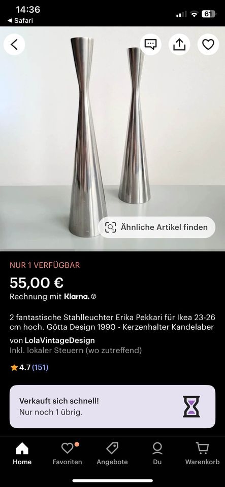 Vintage Ikea Chrom Kerzenständer Y2K Erika Pekkari - Stückpreis in Mainz