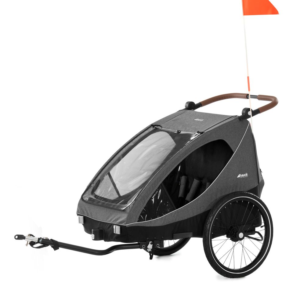 Hauck Dryk Duo - 2in1 Fahrradanhänger & Buggy - Melange Grey - Bietet Platz für 2 Kinder (bis 44 kg) - Bike Trailer & City Buggy - NEU in Fulda