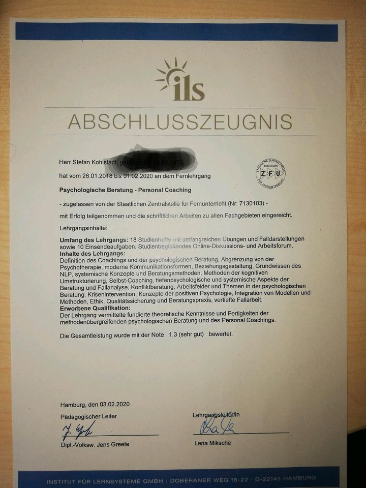 ILS Lehrgang "Psychologischer Berater/Personal Coach" -LÖSUNGEN - in Pulheim