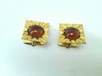 goldene vintage Manschettenknöpfe Cufflinks mit rotem Stein Bayern - Wildenberg Vorschau