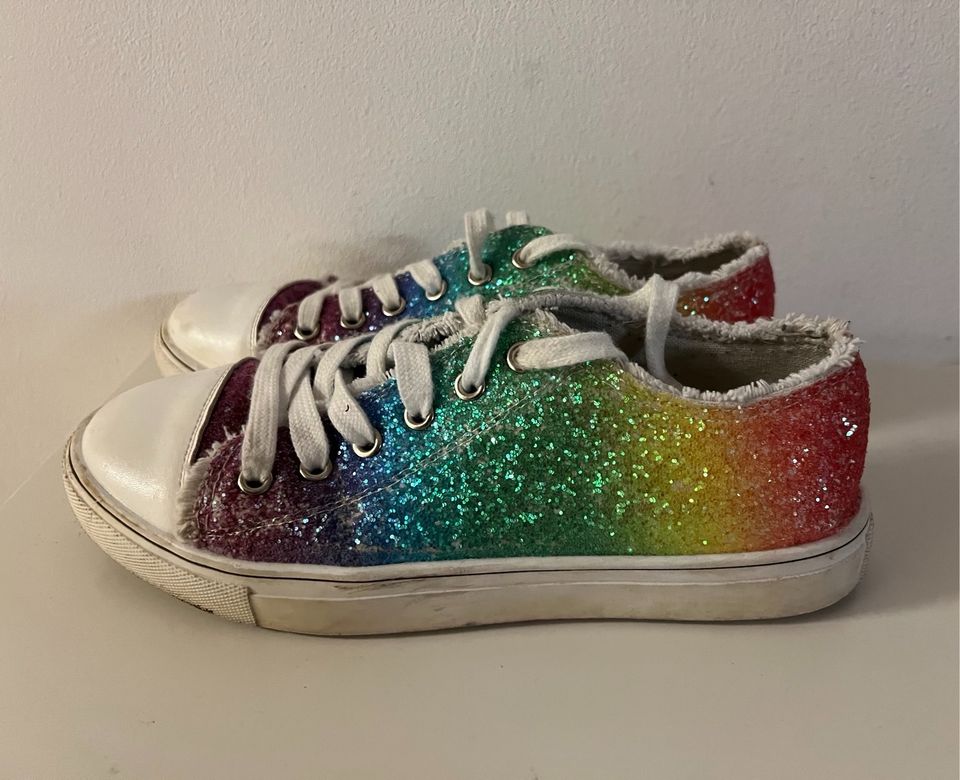 Glitzer Regenbogen Schuhe Karneval Fasching verkleiden 38 in Sankt Augustin