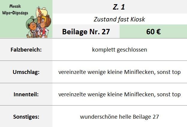 WIPA Mosaik Digedags Beilagen Nr. 25 26 27 28 29 30 31 32 in Cottbus