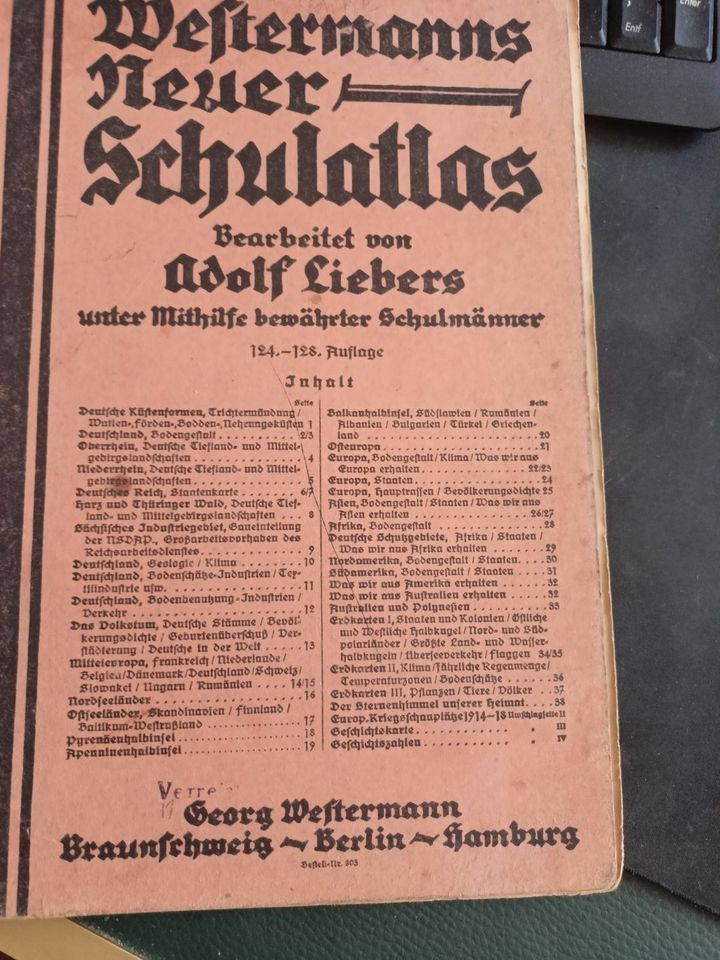 Westermanns neuer Schulatlas 1941 in Wöllstein