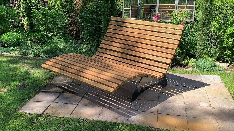 Waldsofa 1,45m / Sonnenliege / Wellenliege / Relaxliege / Liegebank Bangkirai Holz in Sassenberg