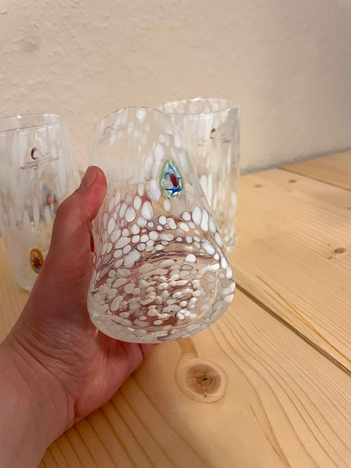 3 x Murano Trinkgläser Gläser Trinkglas millefiori weiß multi in Dortmund