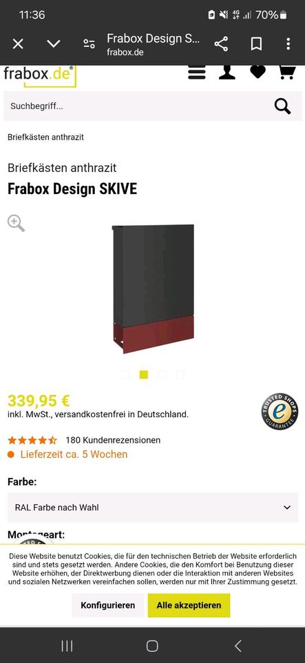 Briefkasten anthrazit  Frabox Design SKIVE in Dortmund