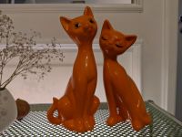 Porzellan Figuren Katzen Paar orange Japan Keramik Figurines Cat Östliche Vorstadt - Fesenfeld Vorschau