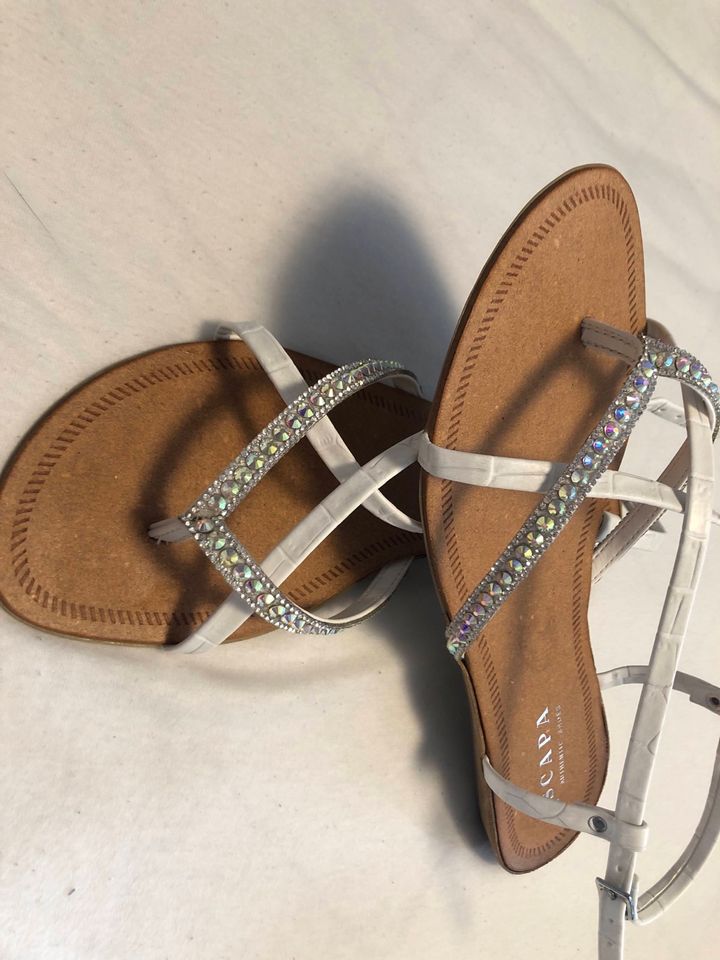 Sommer Sandale Sandalette Zehentreter festlich Glitzer Brautschuh in Tauscha