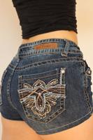 Dunkelblaue vintage Jeansshorts mit bestickten Taschen Baden-Württemberg - Konstanz Vorschau