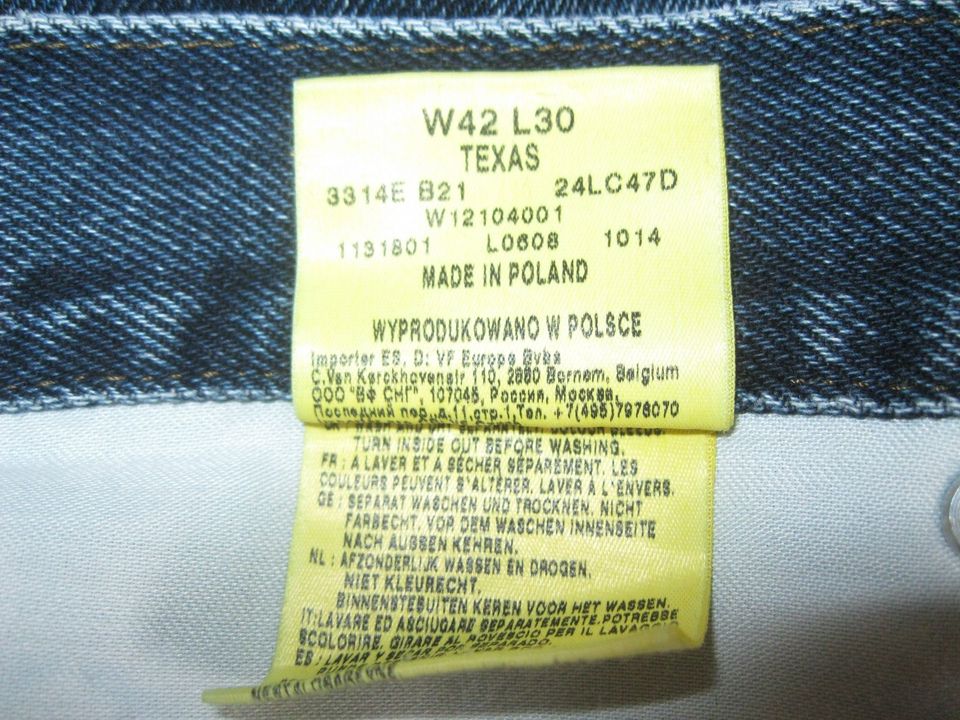 Wrangler Jeans Denim Herren Hose TEXAS Größe W42 L30 Farbe Blau in Teterow