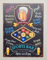 Blechschild Sport Bar Darts Pool Free Beer Watch Sport Free NEU Niedersachsen - Bissendorf Vorschau