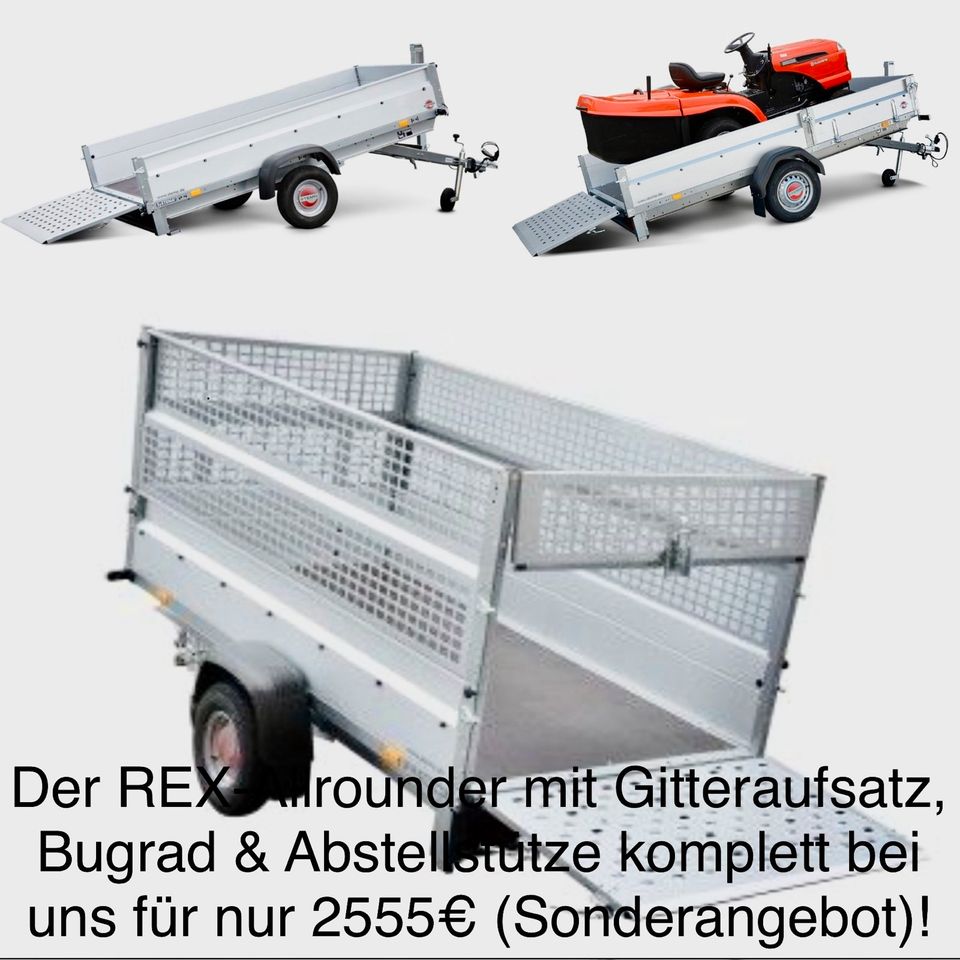 REX Anhänger Heckrampe Quad Rasentraktor Mäher Transport Trailer in Aken