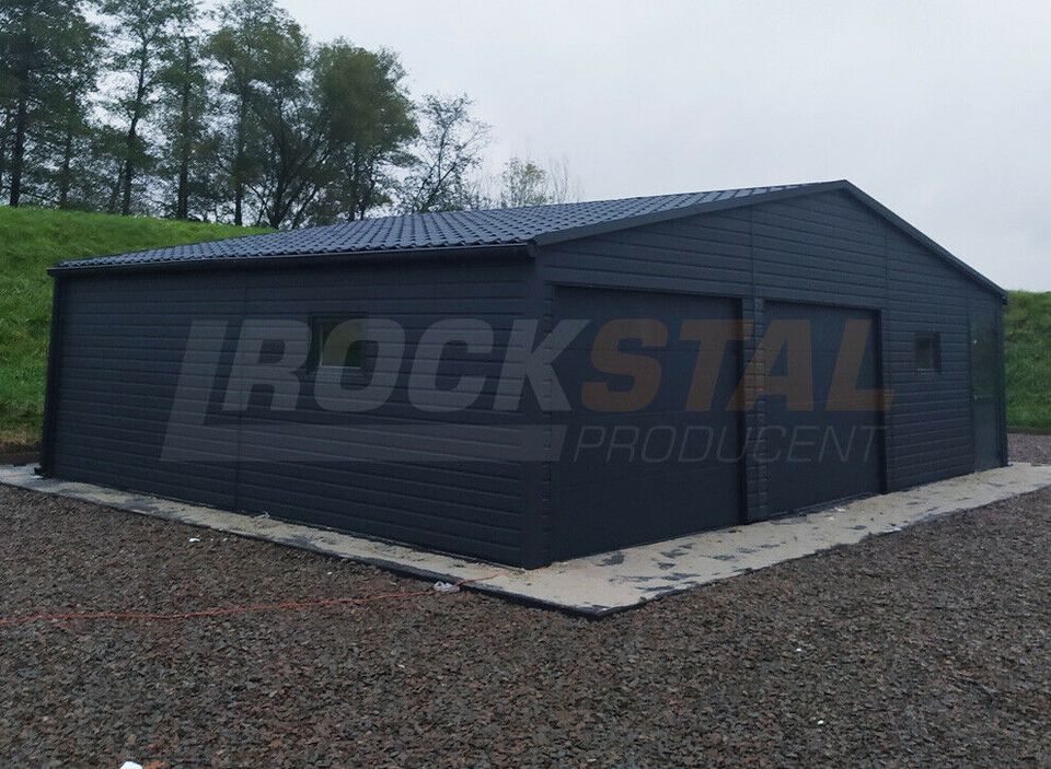 PREMIUM Blechgarage Fertiggarage 9x6m Lager Garage Sektionaltor in Wittgensdorf