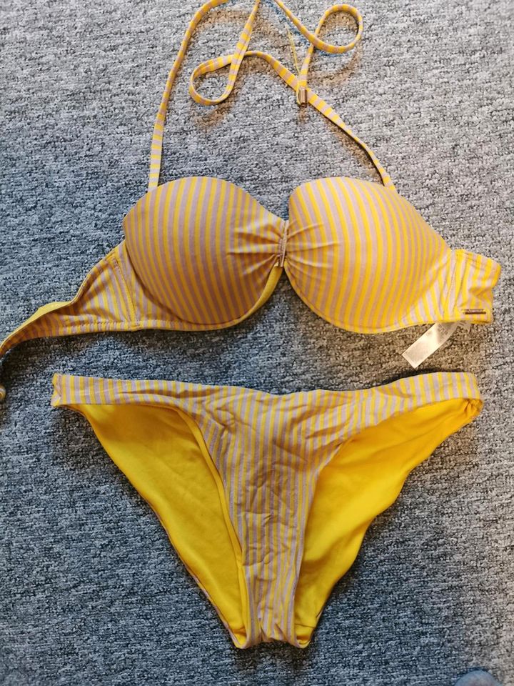 Bikini gelb Sommer 80B L New Yorker gestreift in Bad Eilsen