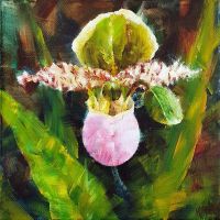 ORIGINAL Ölmalerei Paphiopedilum Orchideen Blumen Kunst Art Brandenburg - Fredersdorf-Vogelsdorf Vorschau