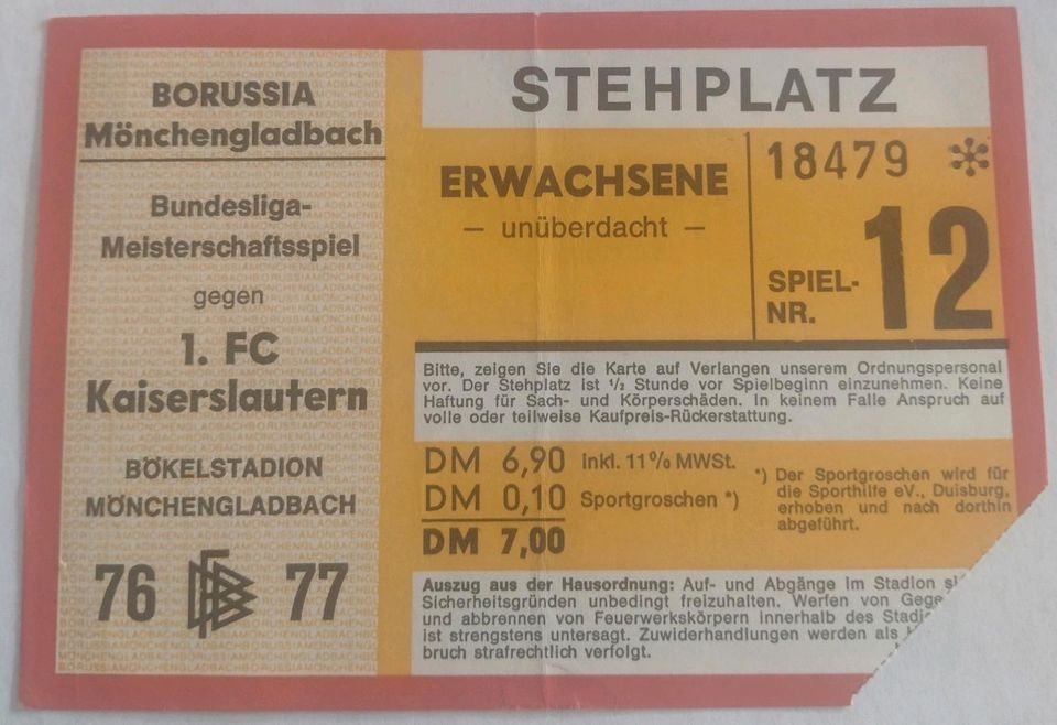 Eintrittskarten Bundesliga 1975-1978 in Langerwehe