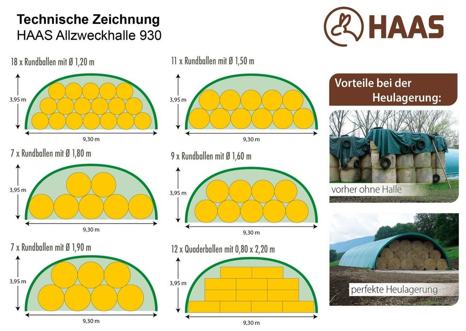 HAAS Allzweckhalle 9,3x30 m – Rundbogenhalle,Lagerzelt,Unterstand in Nümbrecht