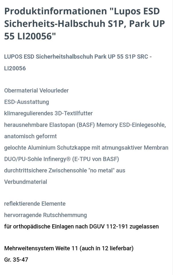 Lupos Sicherheitsschuhe SP1 in Rengsdorf