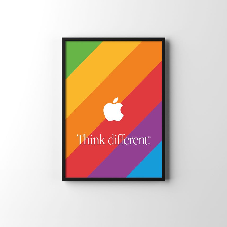 Apple Computers "Think different." LGBTQ Pride Poster Rainbow DIN in Bonn